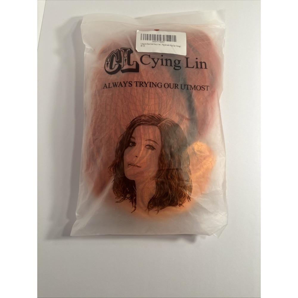 Cying Lin Short Bob Colorful Wig Wavy Curly Ombre/Orange Wig For Women